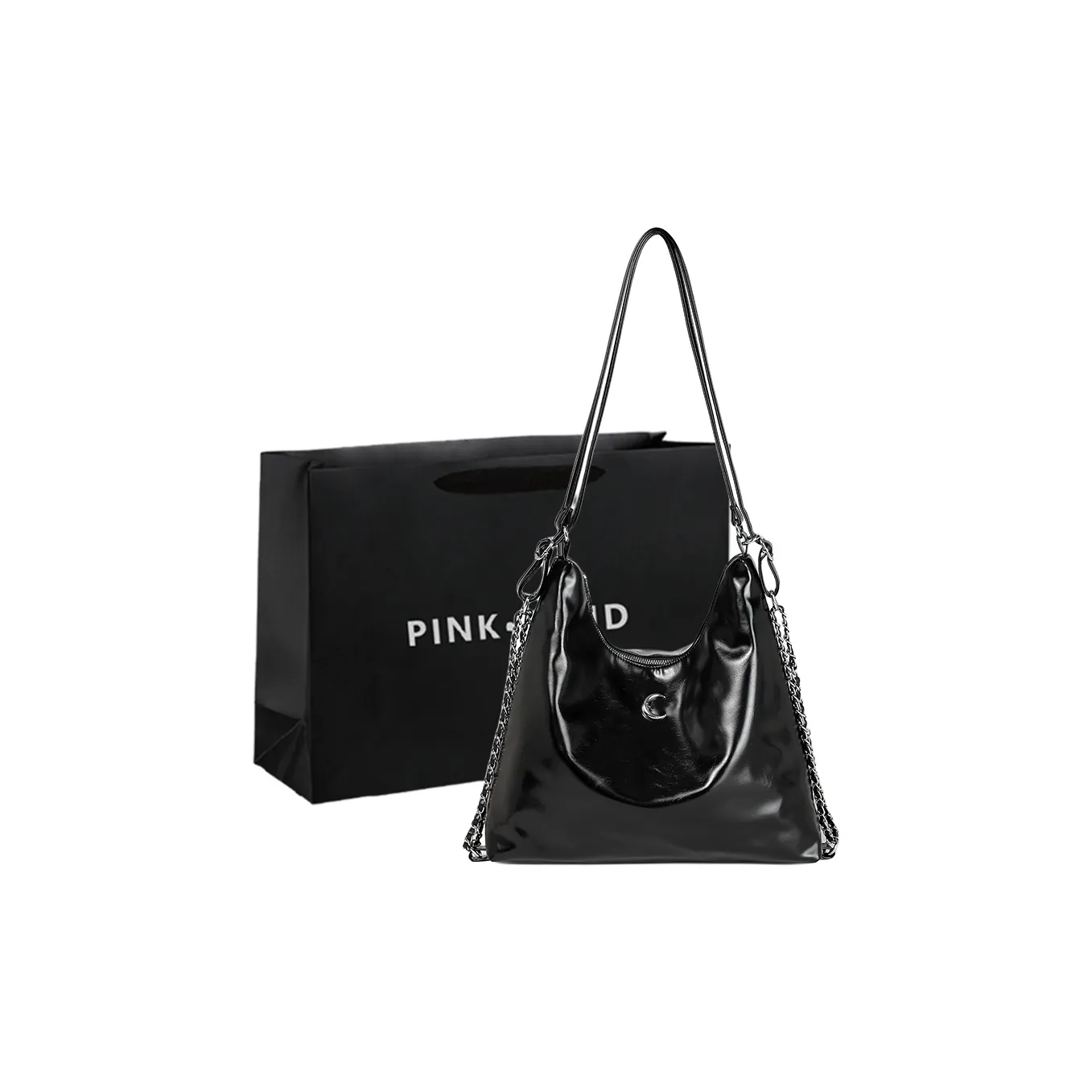 PINK·LAND PU Backpack Tote Bag Shopping Bag Shoulder Bag Regular Women's Black