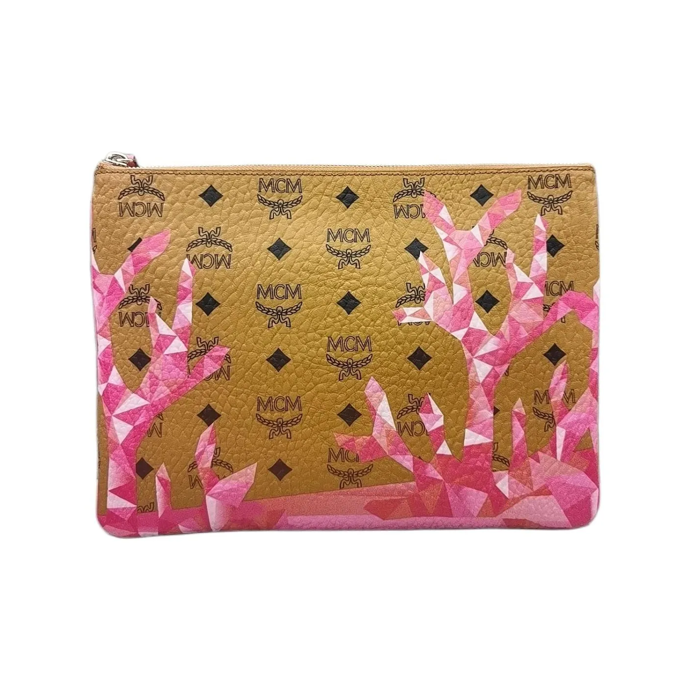 MCM Aren Visetos Натуральная кожа наппа Комбинированная сумка через плечо Средняя Женская Розовая