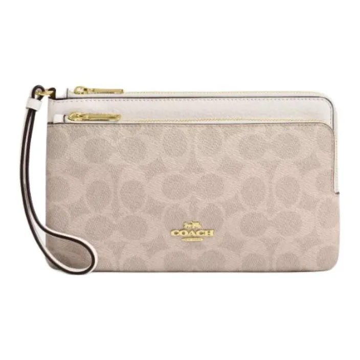 COACH Signature Canvas Wallet Trumpets Women's Pink & White