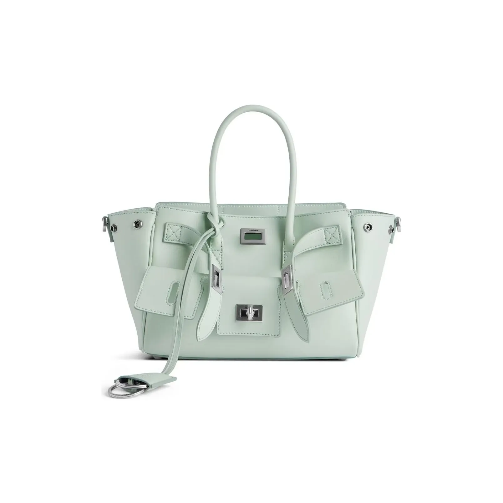 Balenciaga Bel Air Calfskin Tote Bag, Single Shoulder Handbag Mini Women's Mineral Green