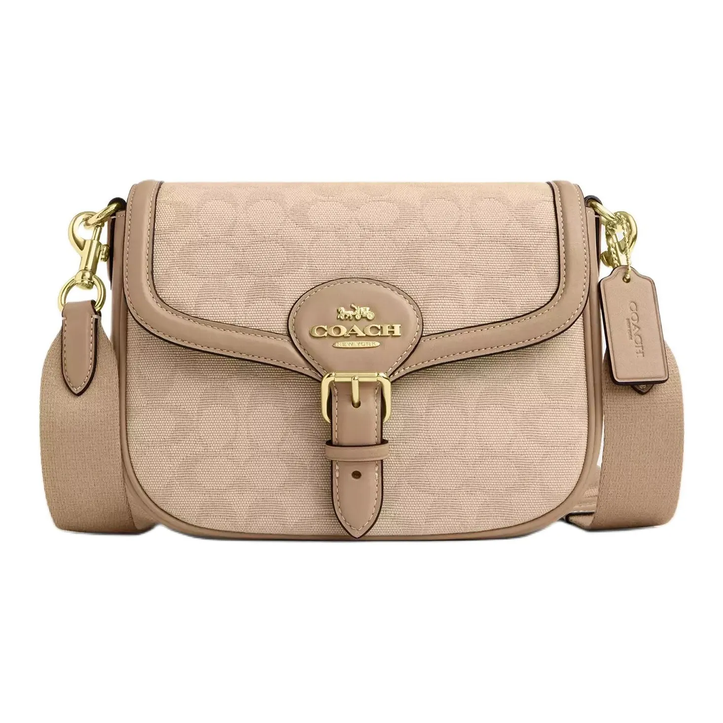 COACH Amelia Signature Canvas Saddle Bag, Shoulder Bag Trumpets Women's Beige