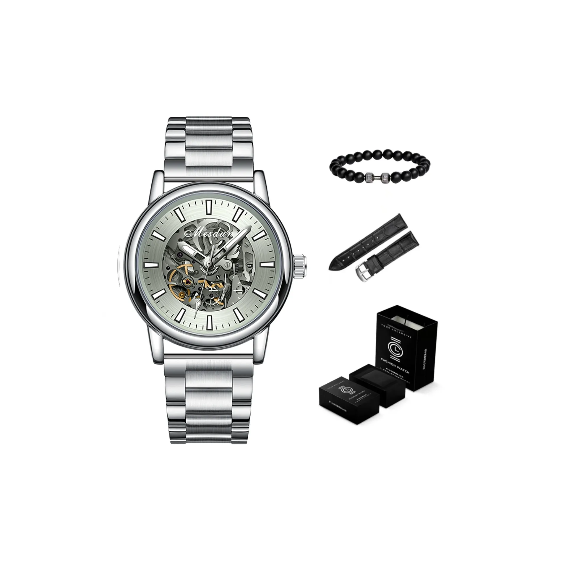 MESDUN Автоматический Механический Механизм Мужские Часы 42 мм Черный