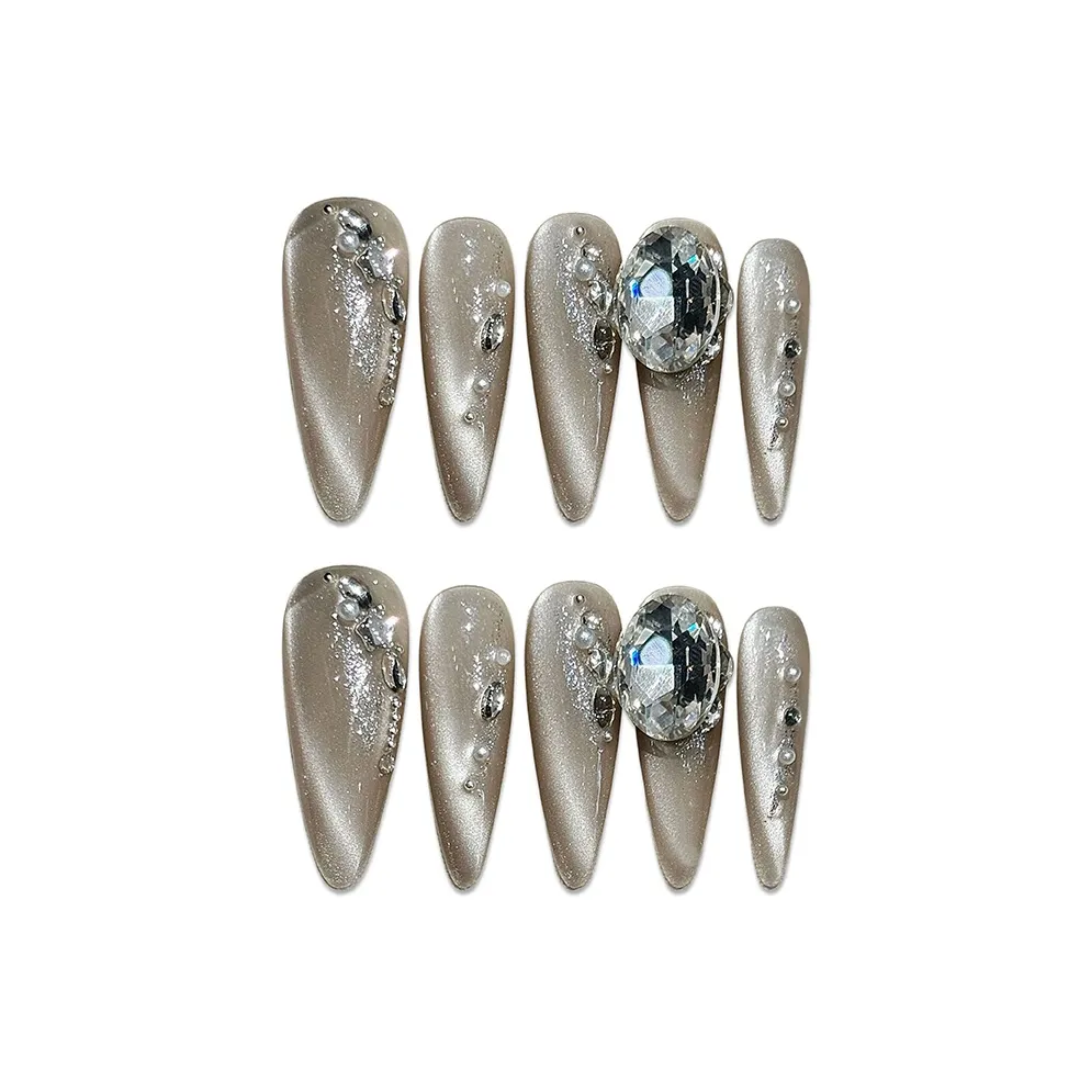 SHANGSHIQIN QIANJIN Ветер Кошачий глаз Высокое качество Сверкающий страз Ногтей Искусство 25 мм Миндаль Мягкий Однотонный