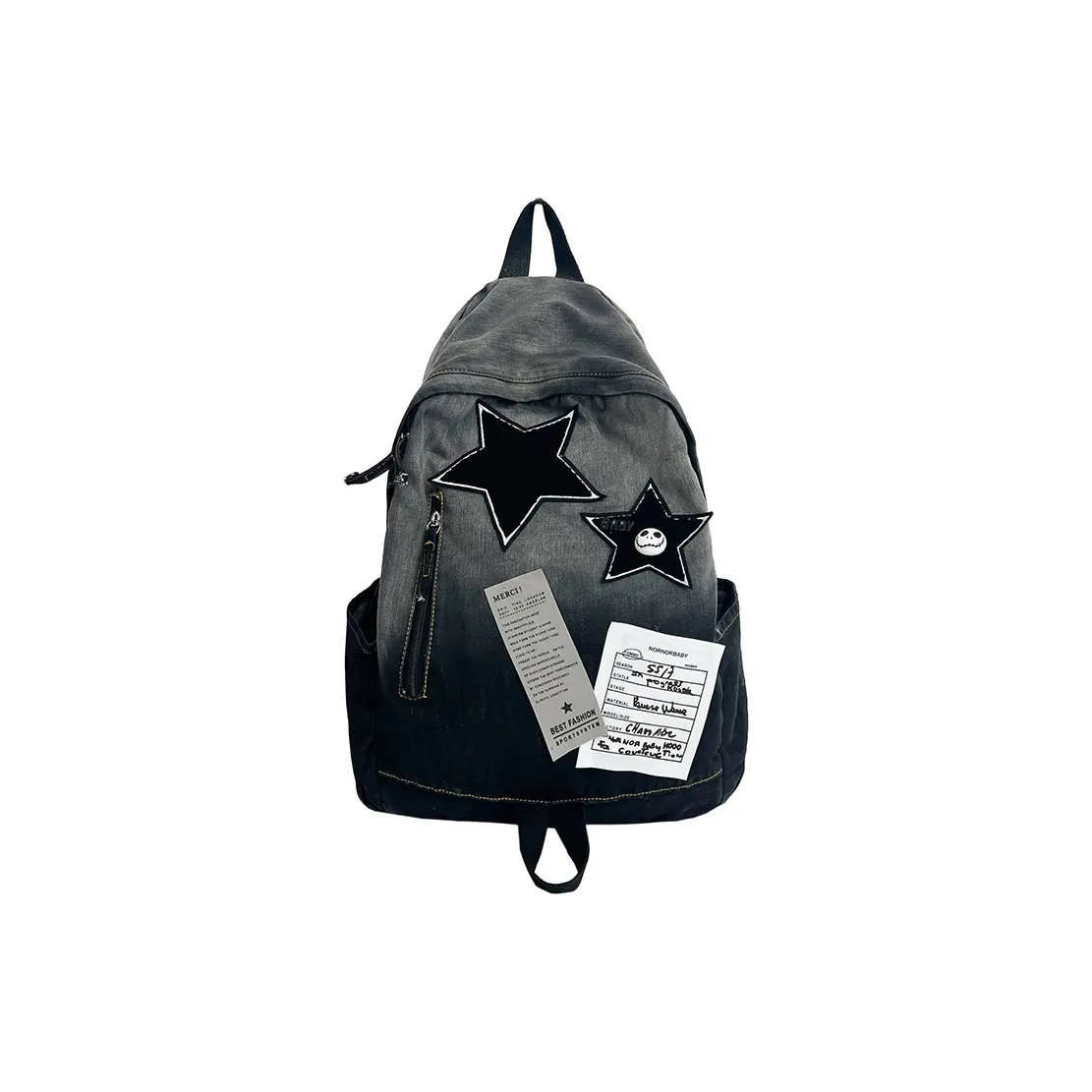BUBM Denim Backpack Standard Unisex Black Blue BUBM Деним Рюкзак Стандартный Унисекс Черный Синий