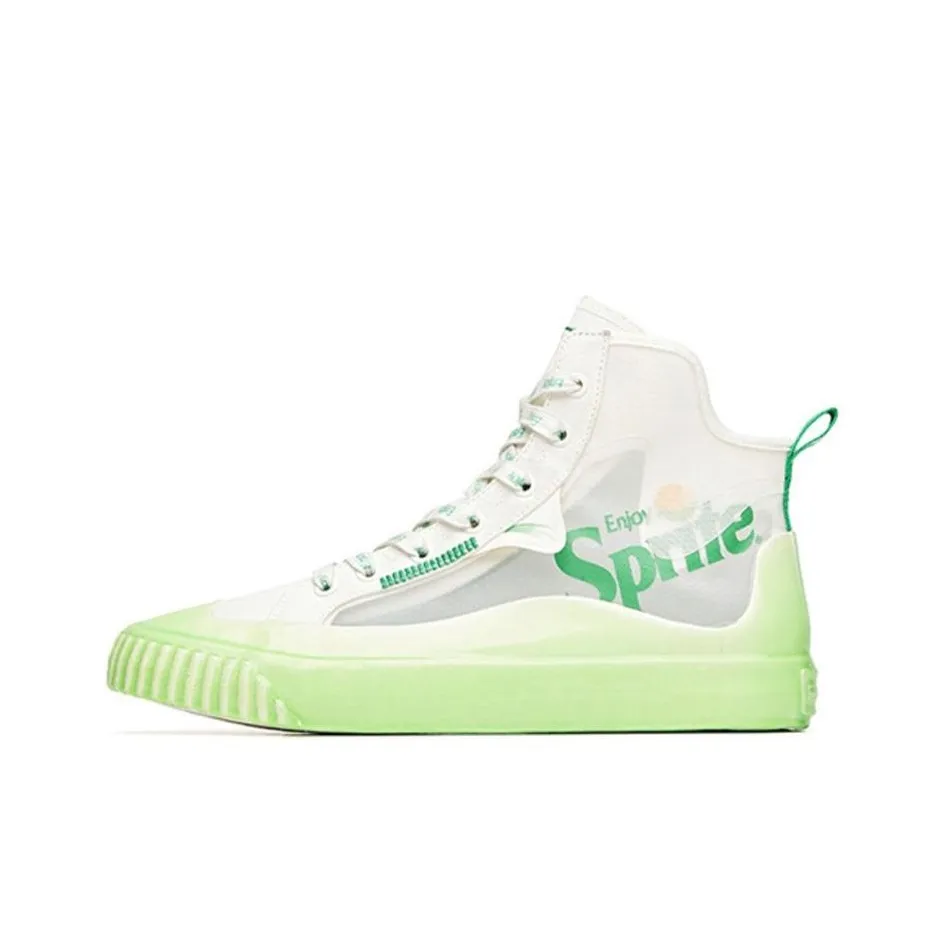 Sprite x Anta Slip Resistant, Abrasion Resistant, Breathable Coverage High Top Canvas Shoes Men's White Green