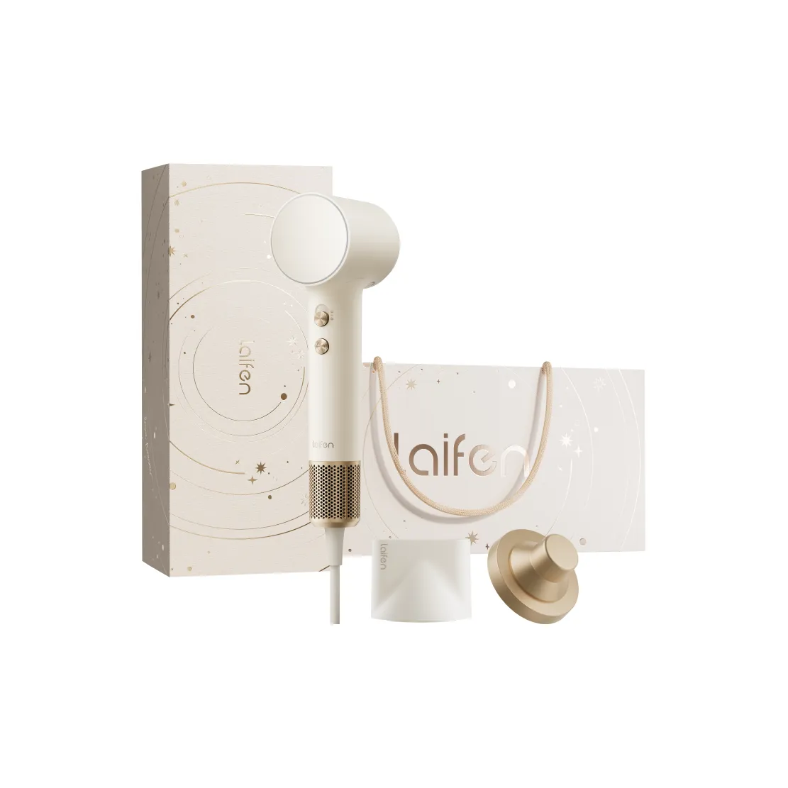 Laifen Высокоскоростной фен Мини с отрицательными ионами для ухода за волосами Золотой песочный Коробка