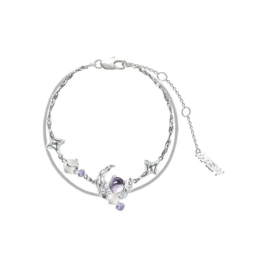 Masw Premium Sweet & Cool Purple Gold-Plated Copper Hand Accessory Bracelet Unisex