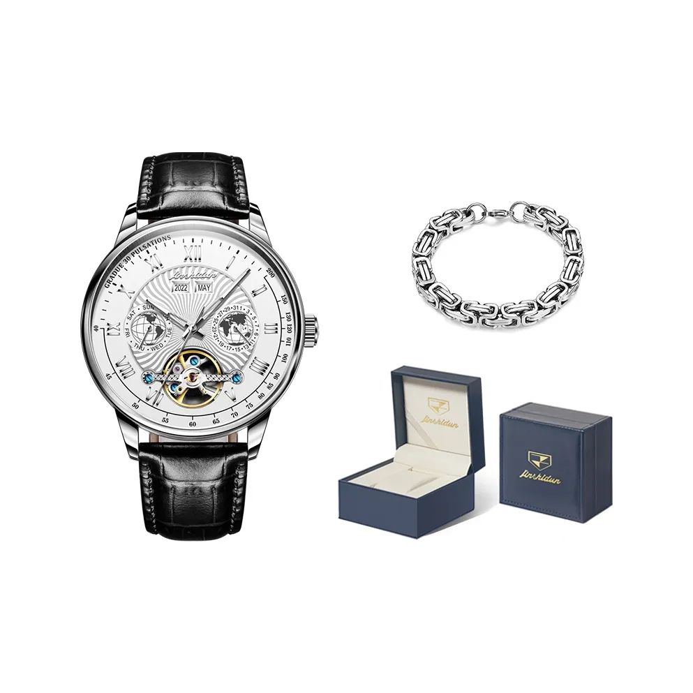 Jin Shi Dun Automatic Mechanical Movement Watch Men's Watches White Dial