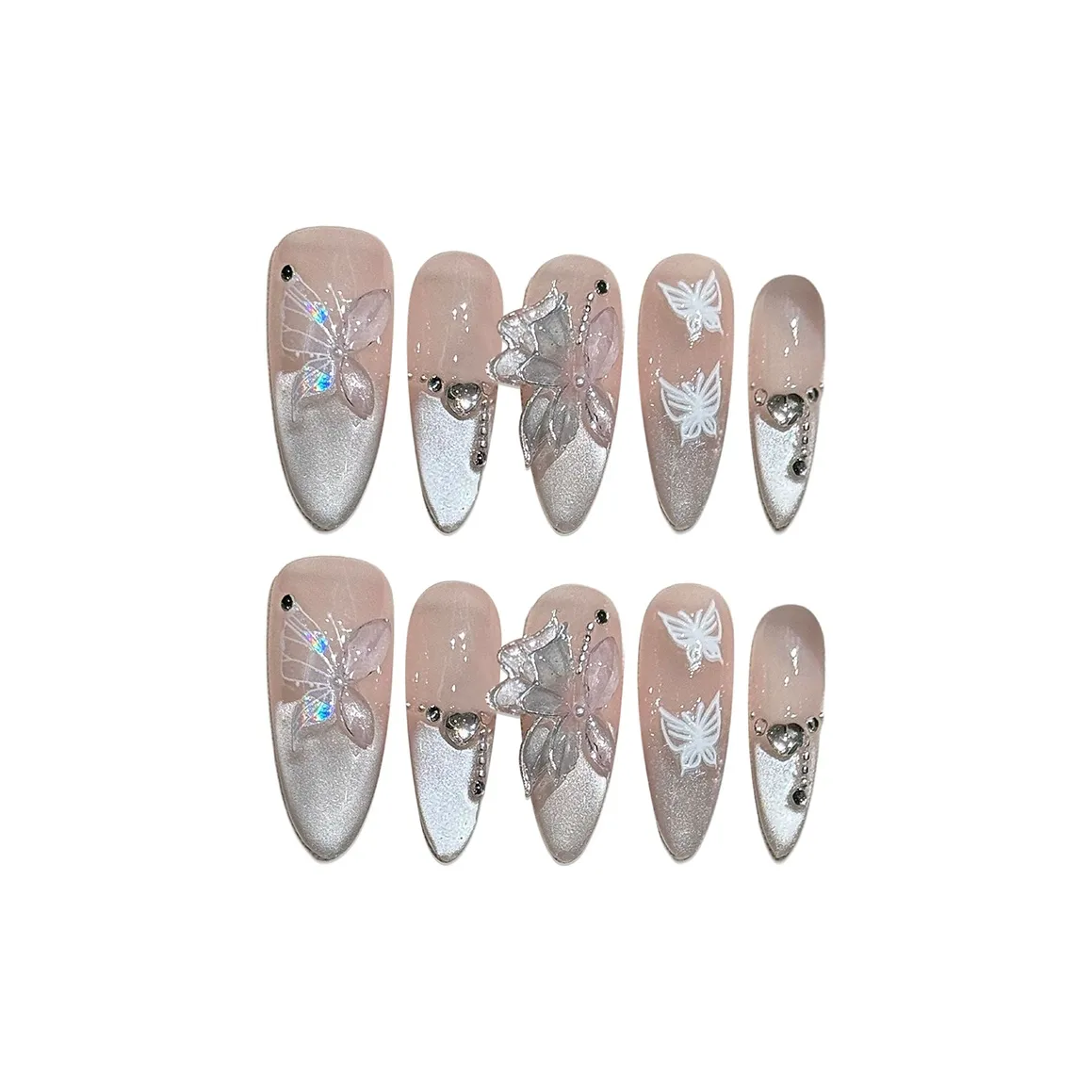 SHANGSHIQIN Синий Градиентный Бабочка Осветляющий Элегантный Лак для ногтей 25 мм Миндально-розовый Градиент