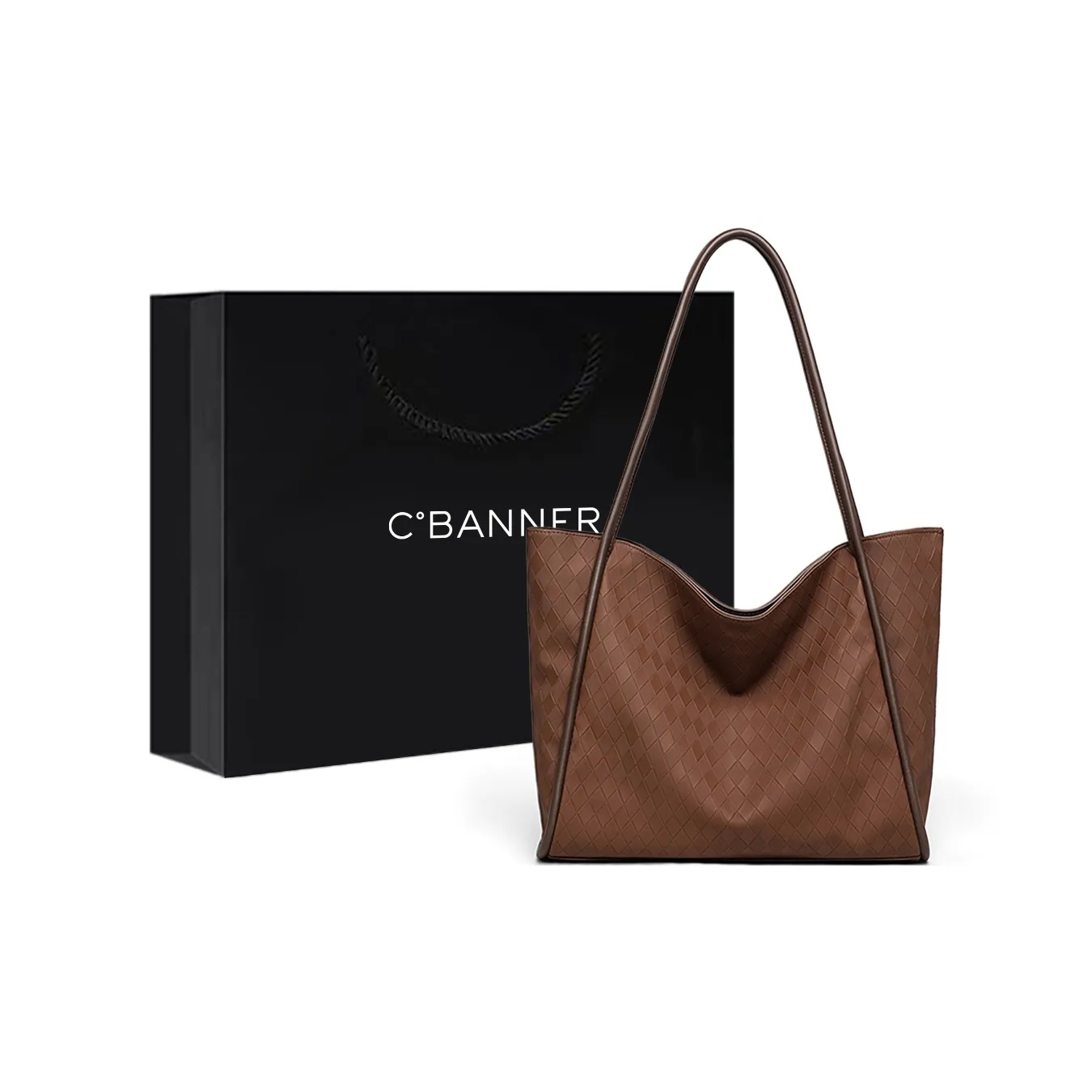 C°BANNER Synthetic Leather Tote Bag, Shoulder Bag Medium Size Women's Brown