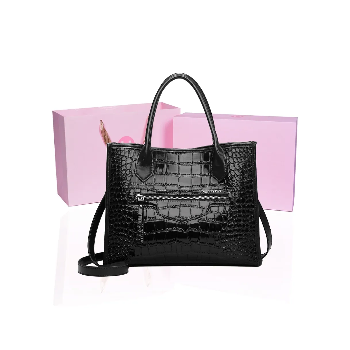 ZAVC Patent Leather Crossbody Bag, Shoulder Bag, Handbag Regular Women's Black/Coffee/Burgundy