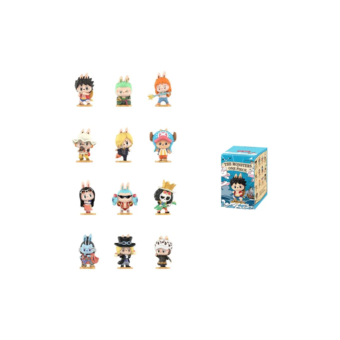 POP MART Коллаборация THE MONSTERS X One Piece Labubu Слепые коробки Одиночная Слепая коробка Цельная коробка 12 шт