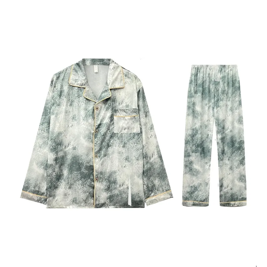 Qiao Ni Tong Пижамный комплект Мужской Изумрудно-зеленый