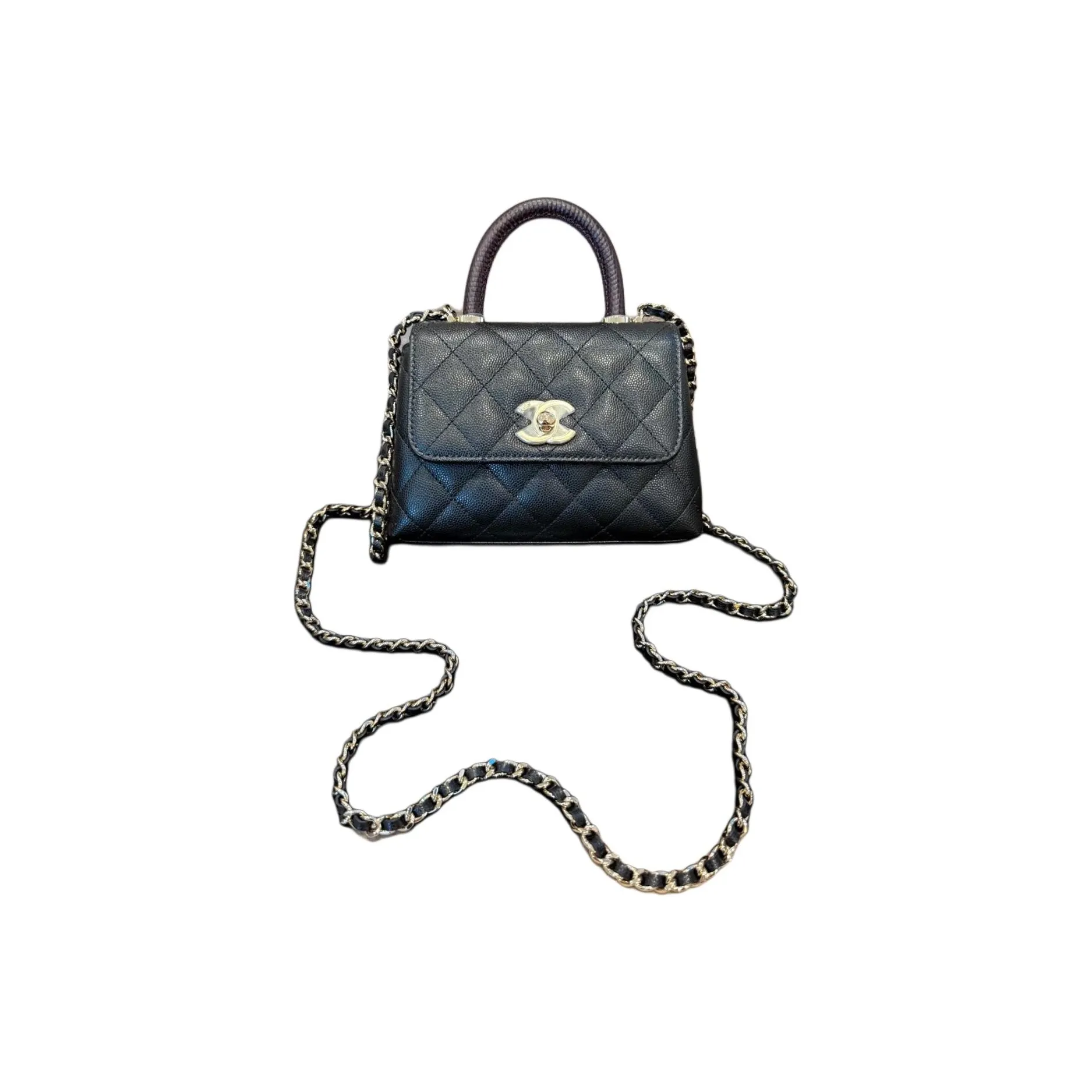 CHANEL Coco Handle Cow Leather Shoulder Bag Crossbody Bag Handbag Extra Mini Women's Black
