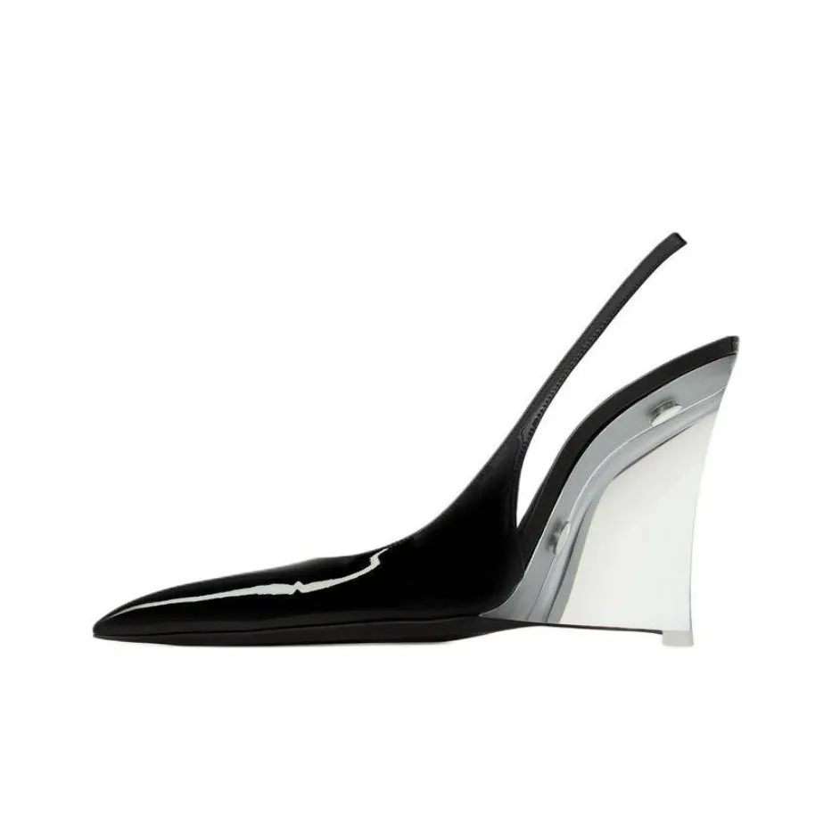 SAINT LAURENT Miller Wedge Heel High Heels 11cm Women's Black