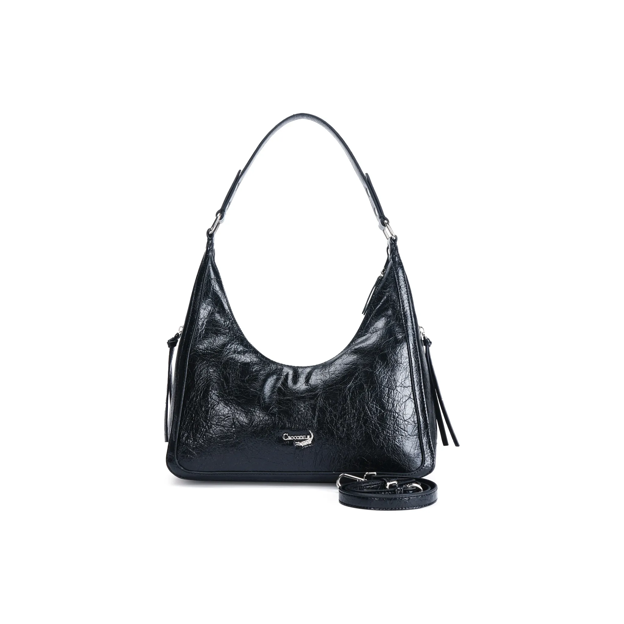 Крокодил Коровья кожа Сумка через плечо Стандартная Женская Черный Белый Бургунди