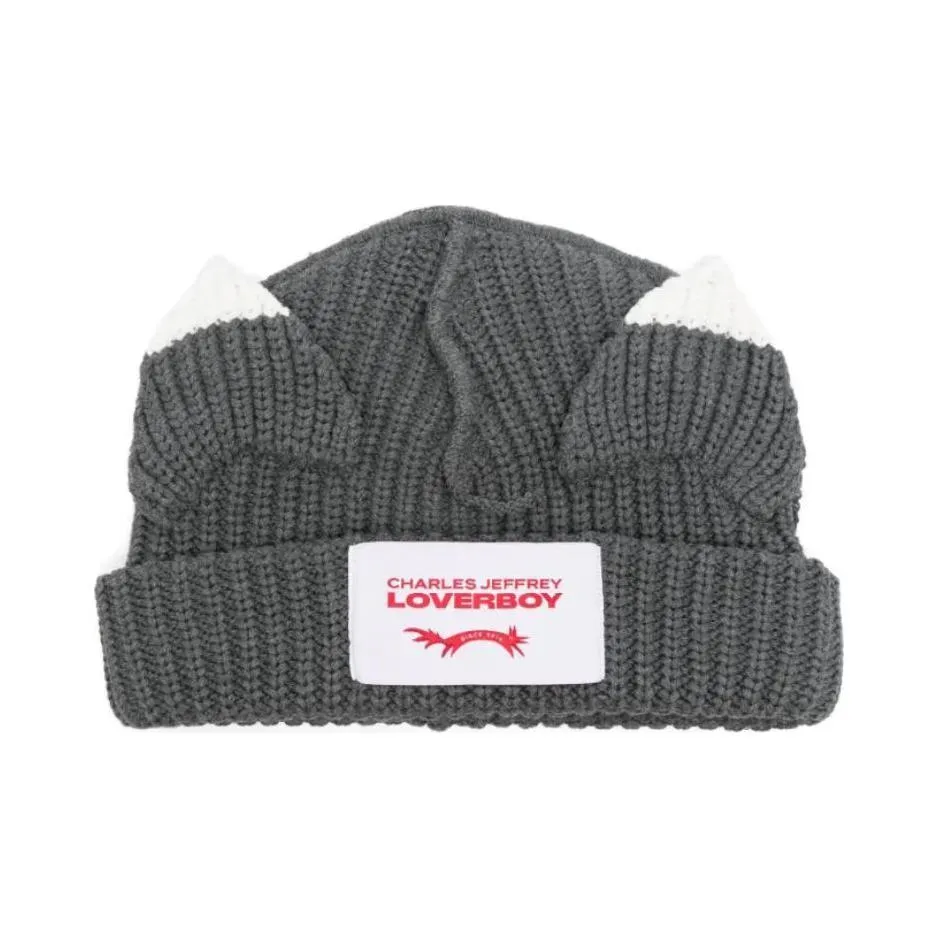 CHARLES JEFFREY Cotton Beanies Men's Gray