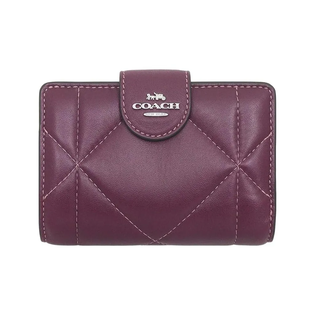 COACH Leather Wallet Medium Size Women's Deep Raspberry
