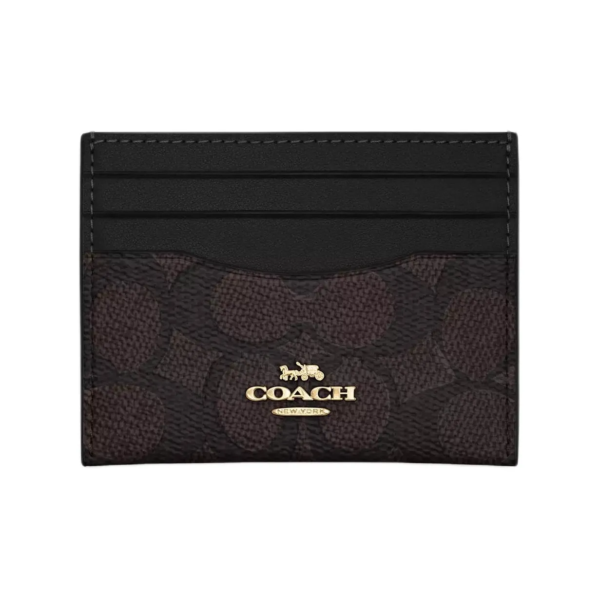 COACH Покрытый холст Картхолдер Мини Женский Черный