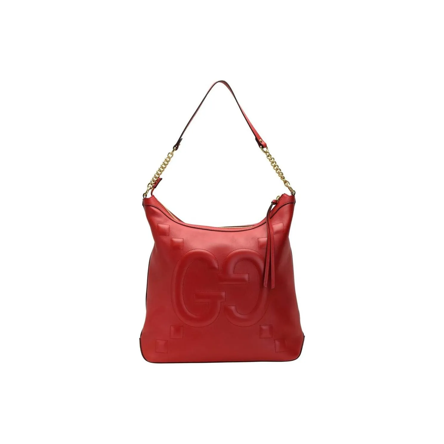 GUCCI Leather Shoulder Bag Women's Red