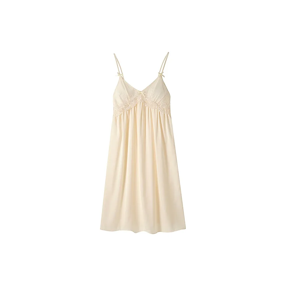 Qiao Ni Tong Nightgown Women's Moon White