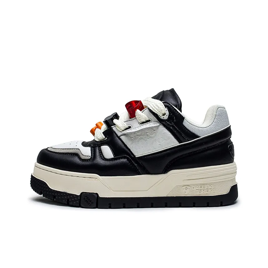ESTEE GEEA Coverage Anti-Slip And Wear-Resistant Lightweight Height Increasing Low-Top Skateboard Shoes Unisex Black