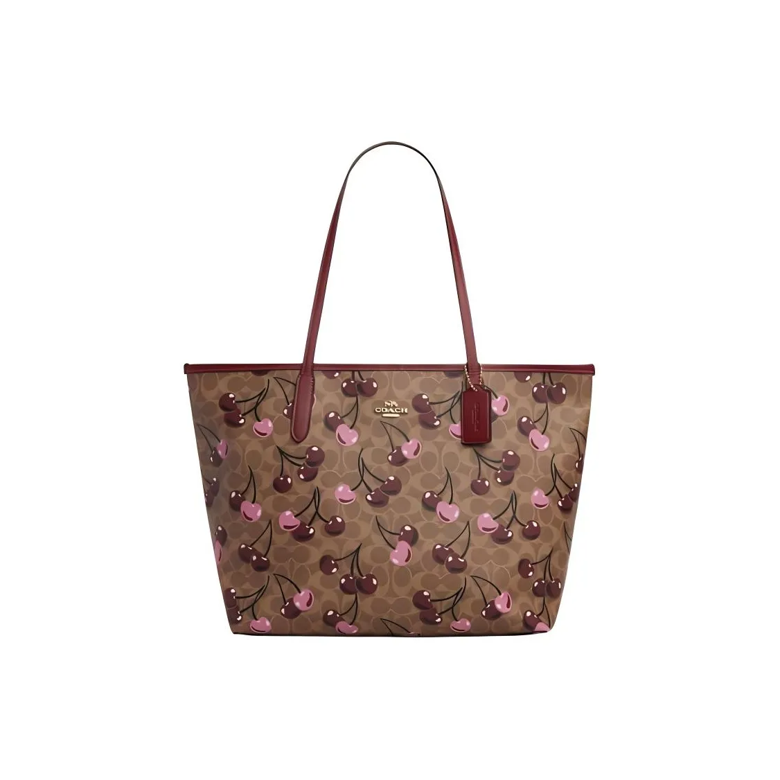 COACH Городская Сумка из искусственной кожи Сумка для покупок Сумка через плечо Большая женская Коричневый Желтый