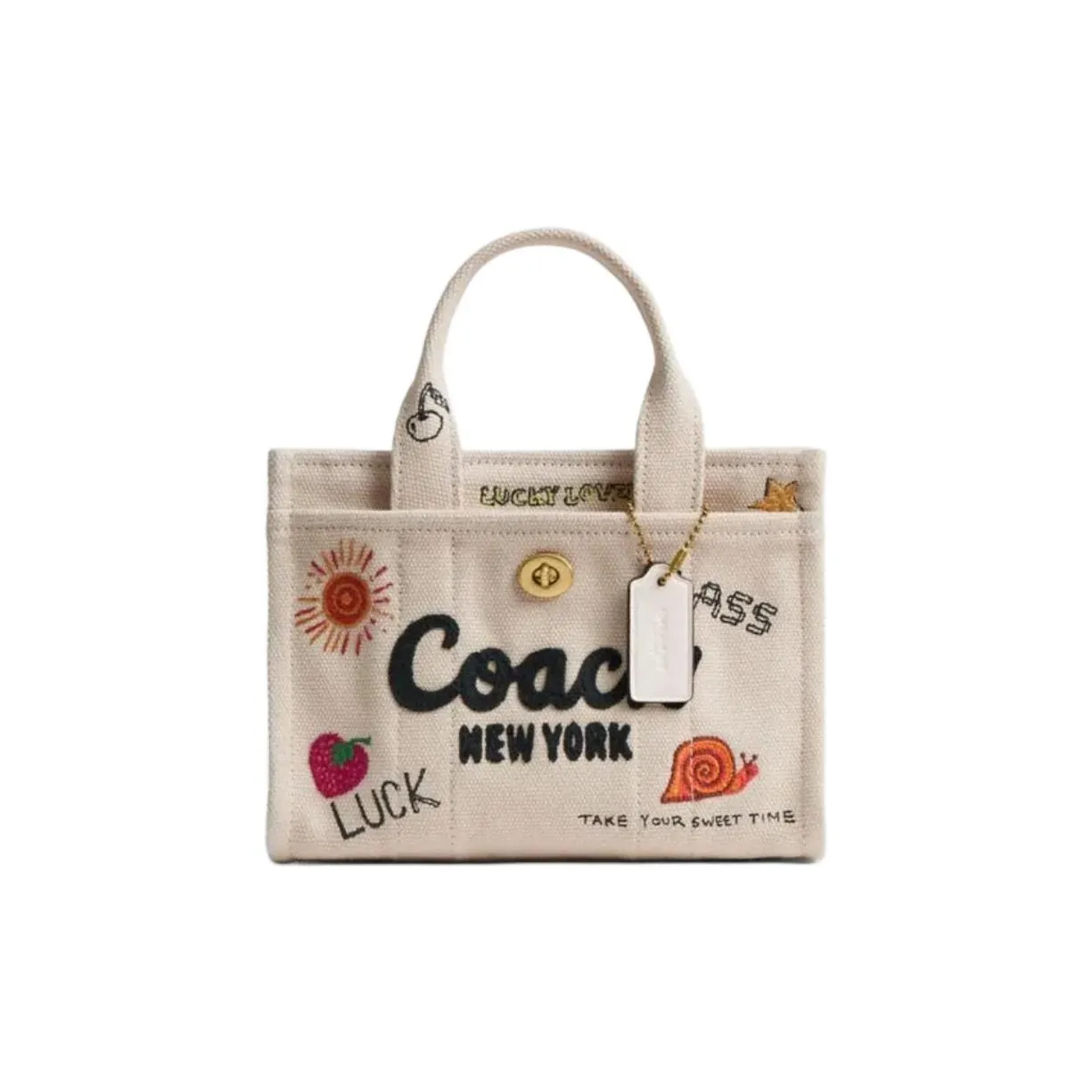 COACH Cargo Fabric Tote Bag, Shopping Bag, Shoulder Bag, Crossbody Bag, Handbag Trumpets Women's Mixed Natural