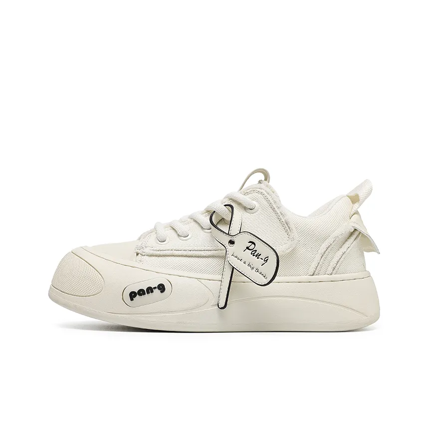 Angelmi Non-slip Wear-resistant Shock Absorption Low-Top Casual Shoes Unisex White