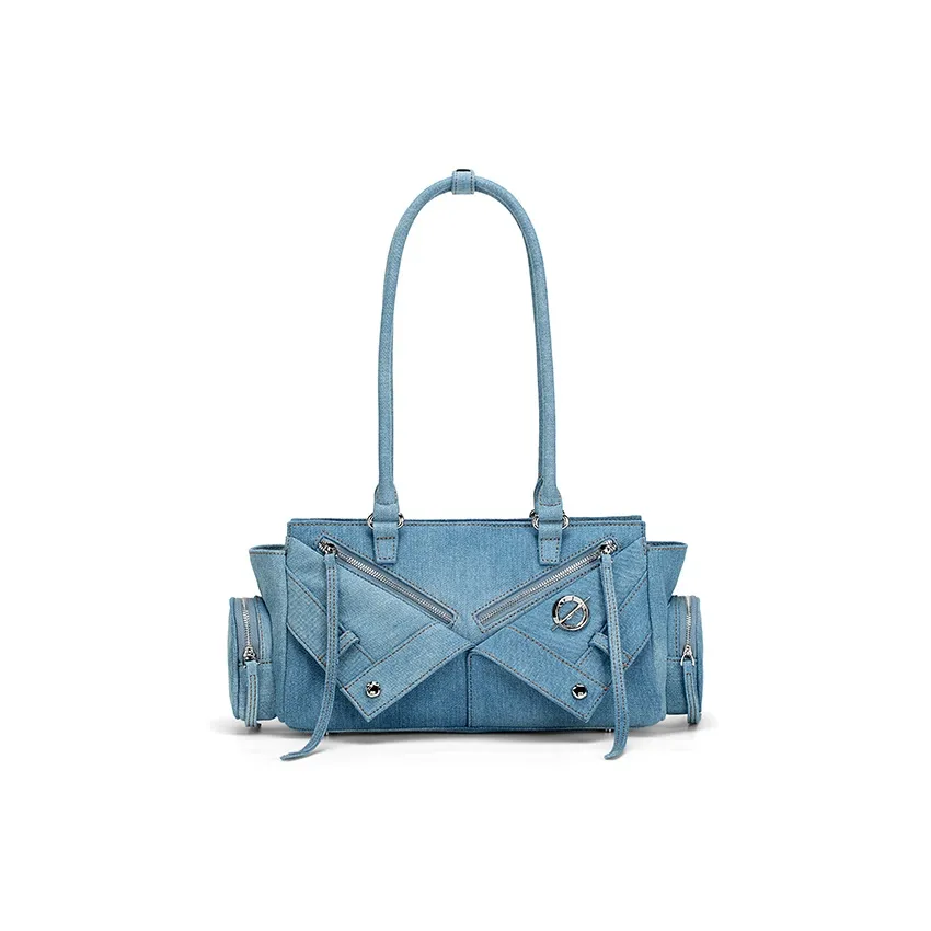 JELLYTOYBOY Ткань Reconstructed Багетная сумка Сумка на плечо Обычный Женские Джинсовый синий