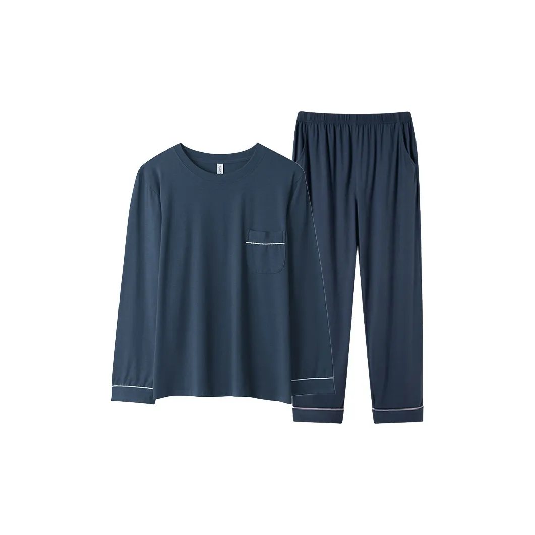 Cotton Gene Pajama Set Men's Navy Blue
