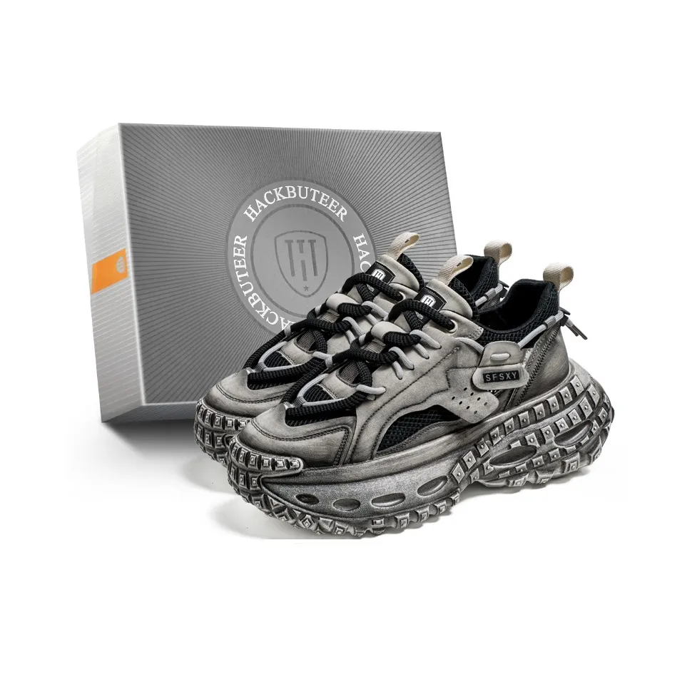 HACKBUTEER Низкий топ толстая подошва кроссовки мужская коробка включена