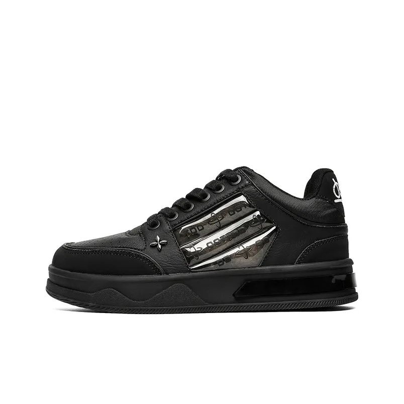 ESTEE GEEA Coverage Anti-Slip And Wear-Resistant Lightweight Height Increasing Low-Top Skateboard Shoes Unisex Black