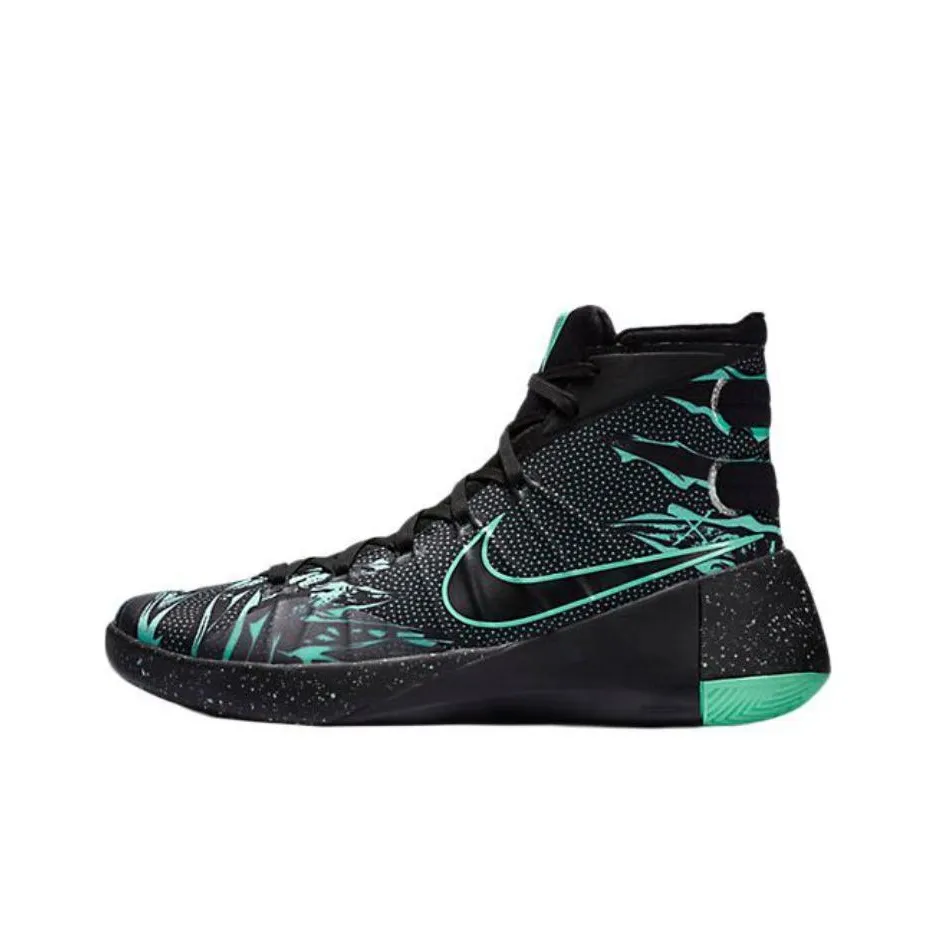 nike Hyperdunk 2015 Противоскользящий Устойчивый к истиранию Высокий Топ Баскетбольные кроссовки Мужские Черный Зеленый