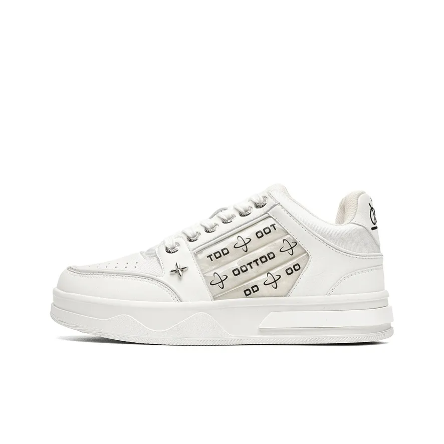 ESTEE GEEA Slip Resistant, Abrasion Resistant, Lightweight, Height Increasing Low Top Skateboard Shoes Unisex White
