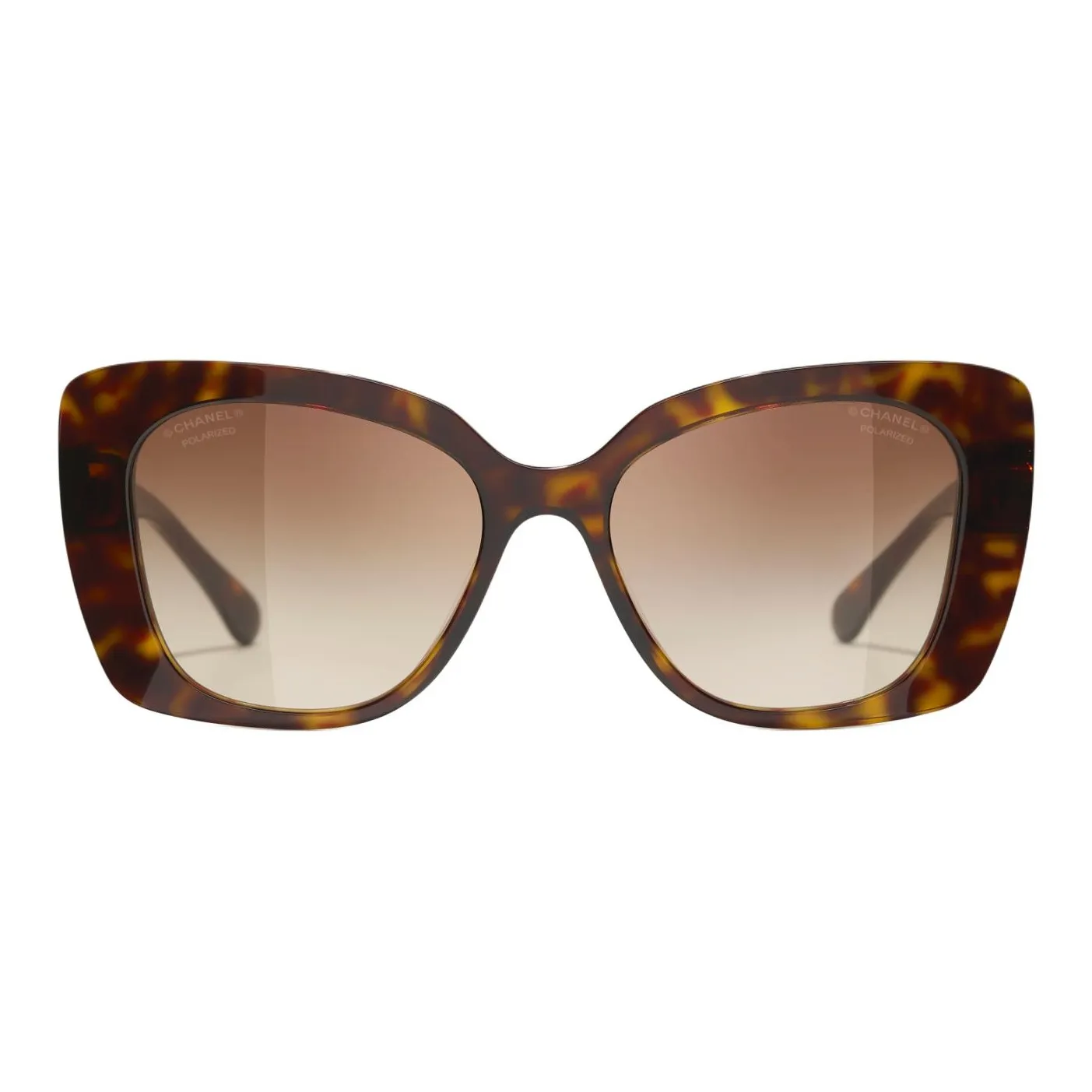 CHANEL Plate Frame Metal Rhinestone Butterfly Sunglasses Unisex Tortoiseshell