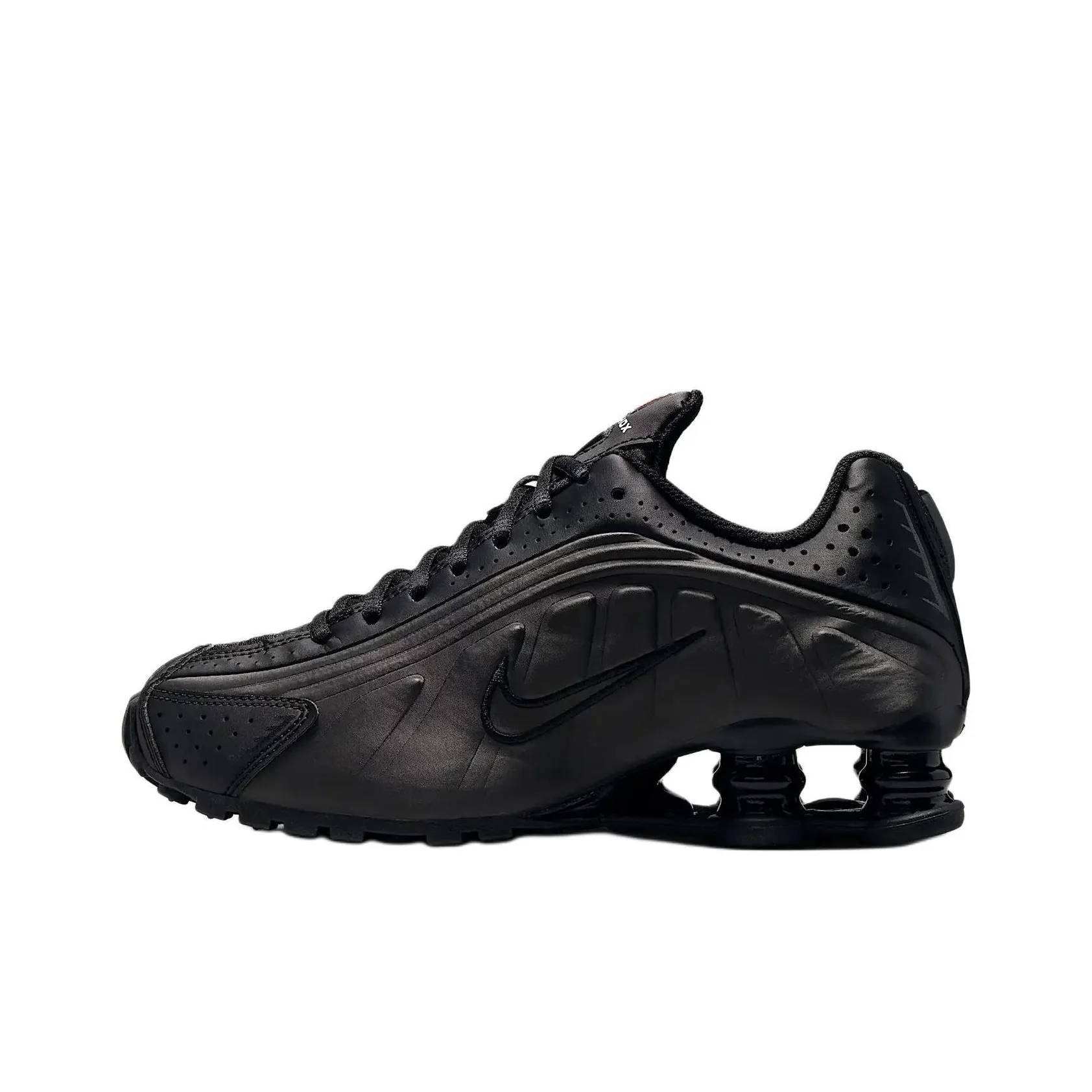 Nike Shox R4 Slip-resistant Abrasion-resistant Low Top Детская беговая обувь Черная Подростки