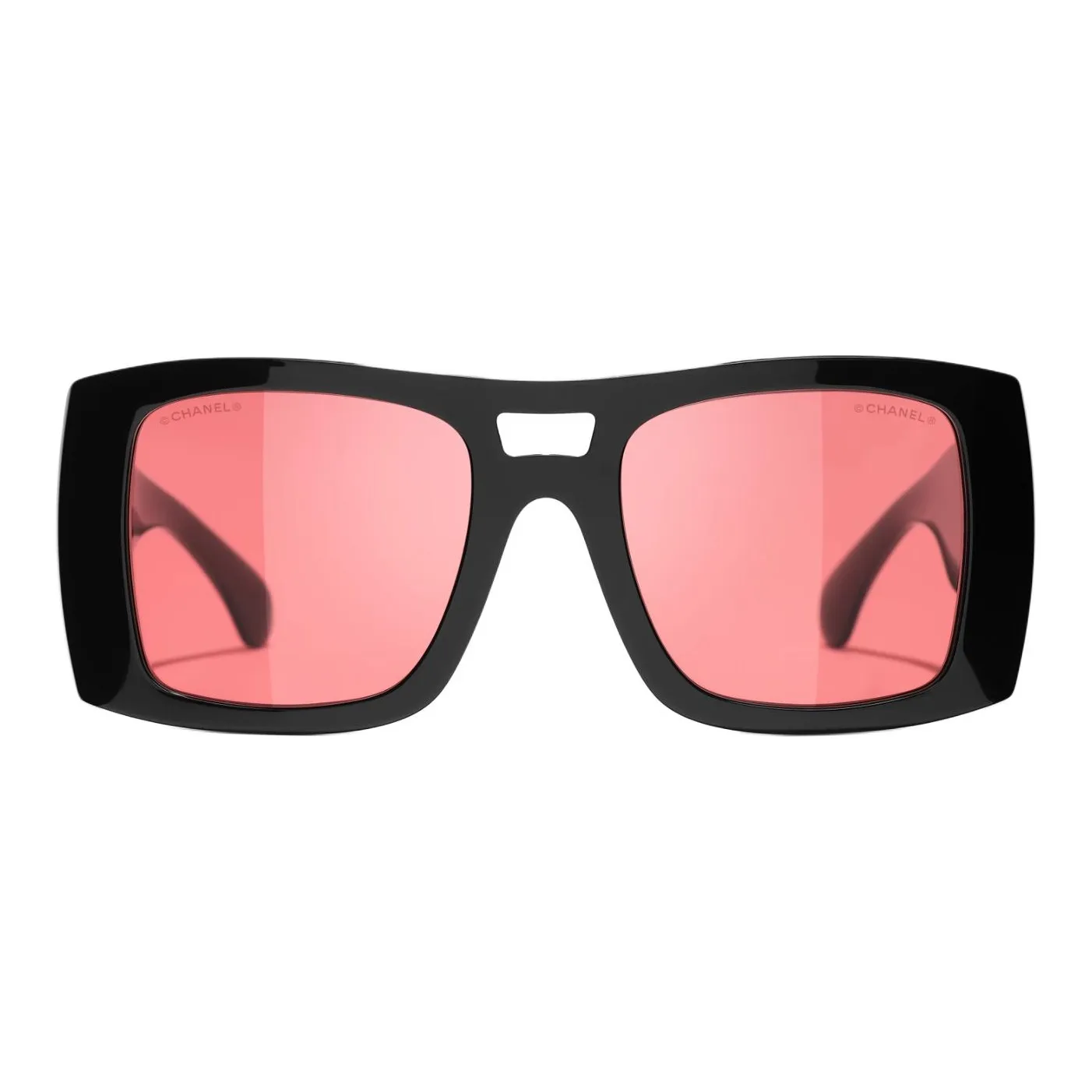 CHANEL Plate Frame Square Sunglasses Unisex Black