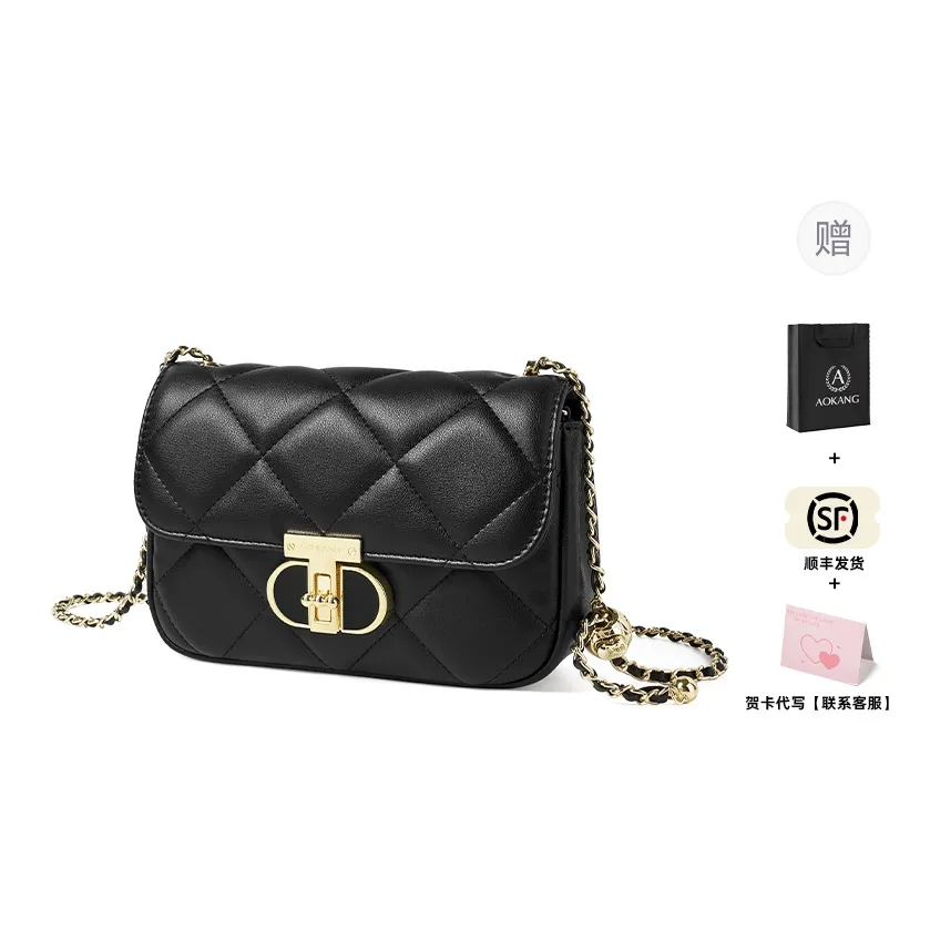 AOKANG Cow Leather Diamond Pattern Chain Bag Small Square Bag Crossbody Bag Underarm Shoulder Bag Trumpets Women's