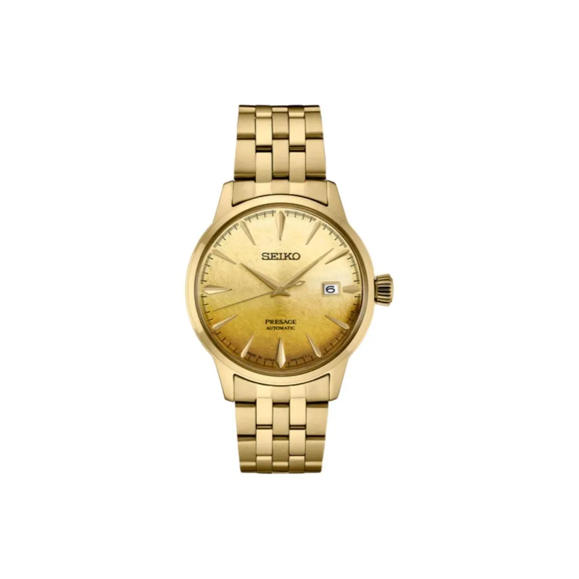 SEIKO Mechanical Movement Steel Strap Watch 40.5mm Men's Watches Gold Dial