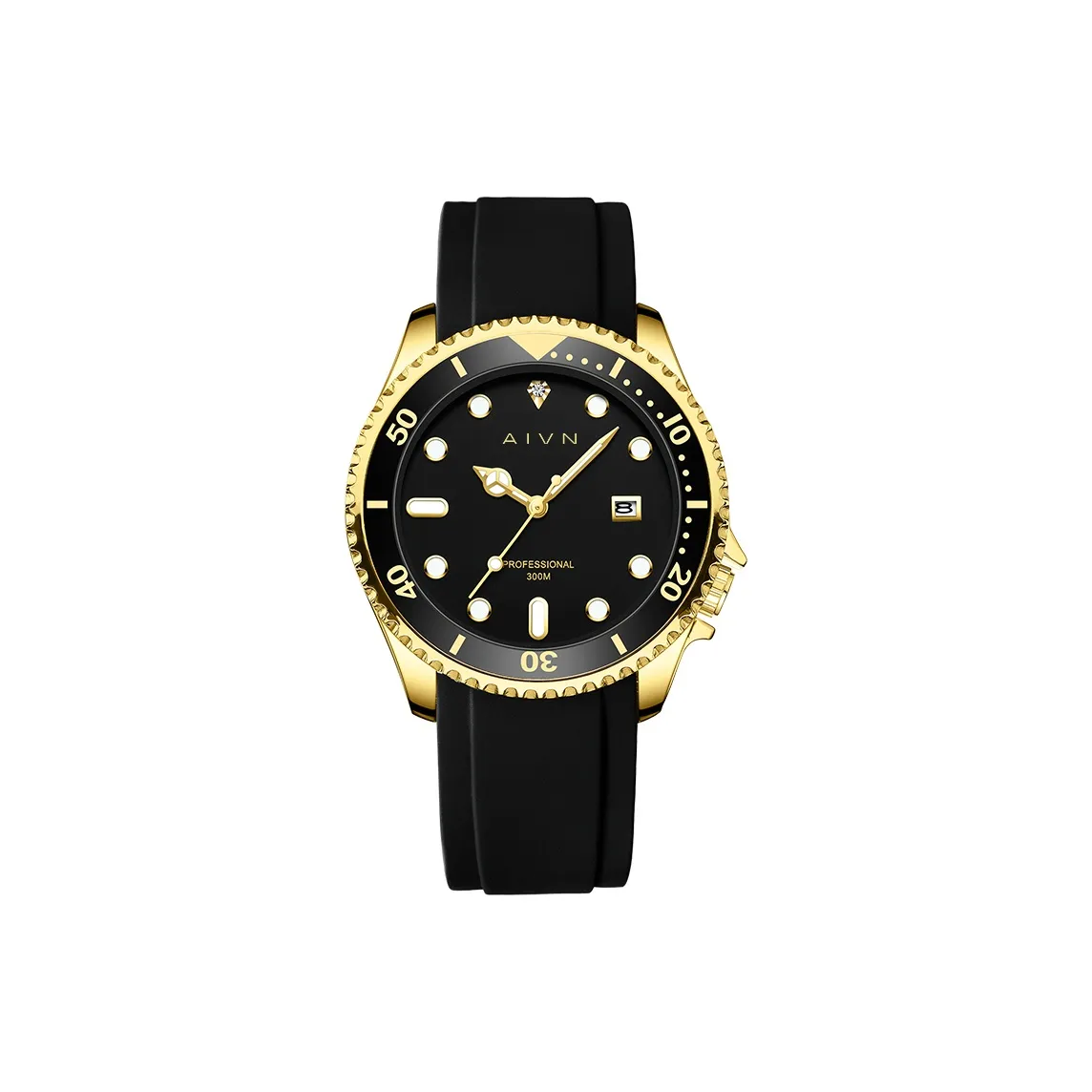 AIVN OUBONA Коллаборация Yacht Collection Механическое устройство Силиконовый ремешок Часы Мужские Черный циферблат