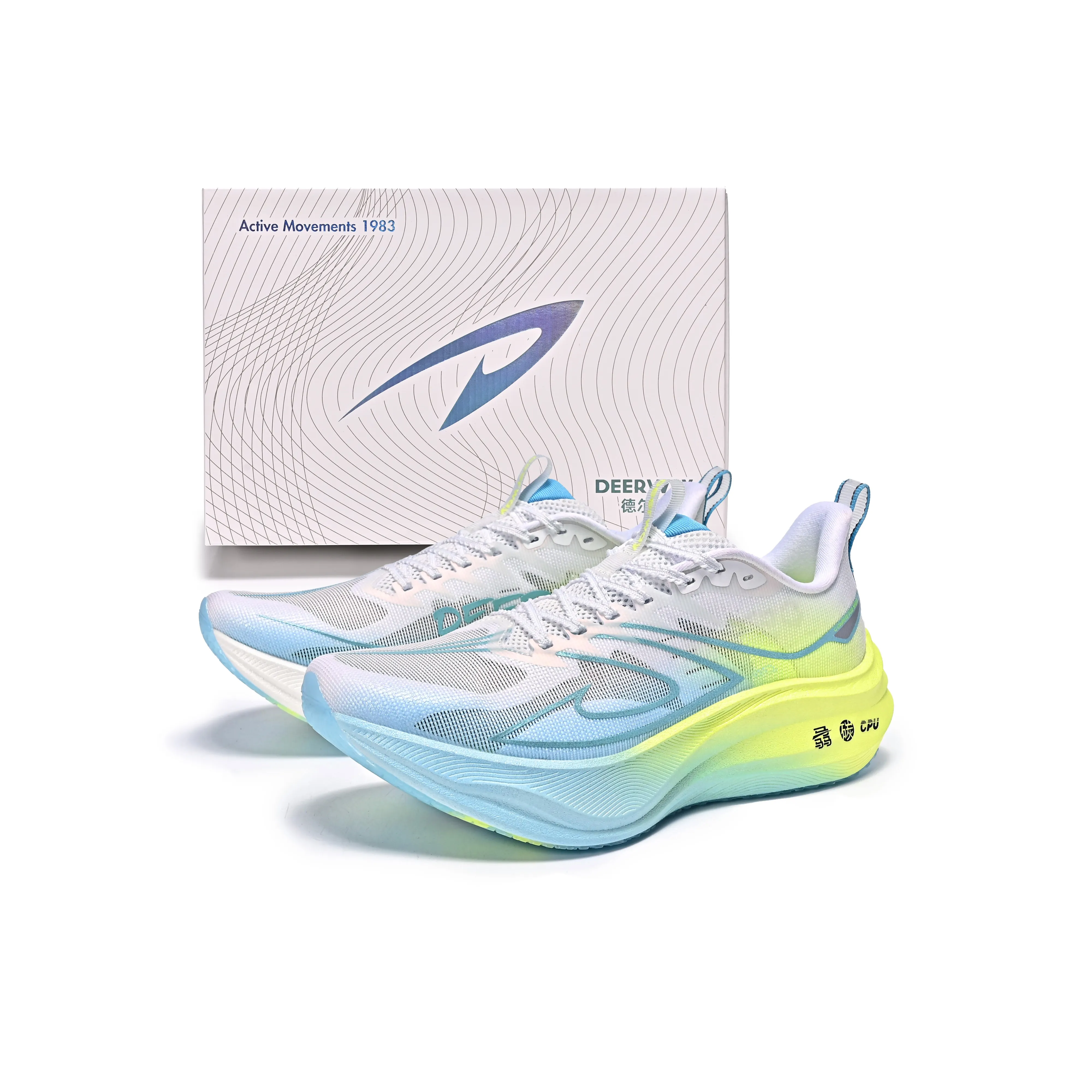 DEERWAY Running Shoes Unisex Low Top Bright Neon White Yellow