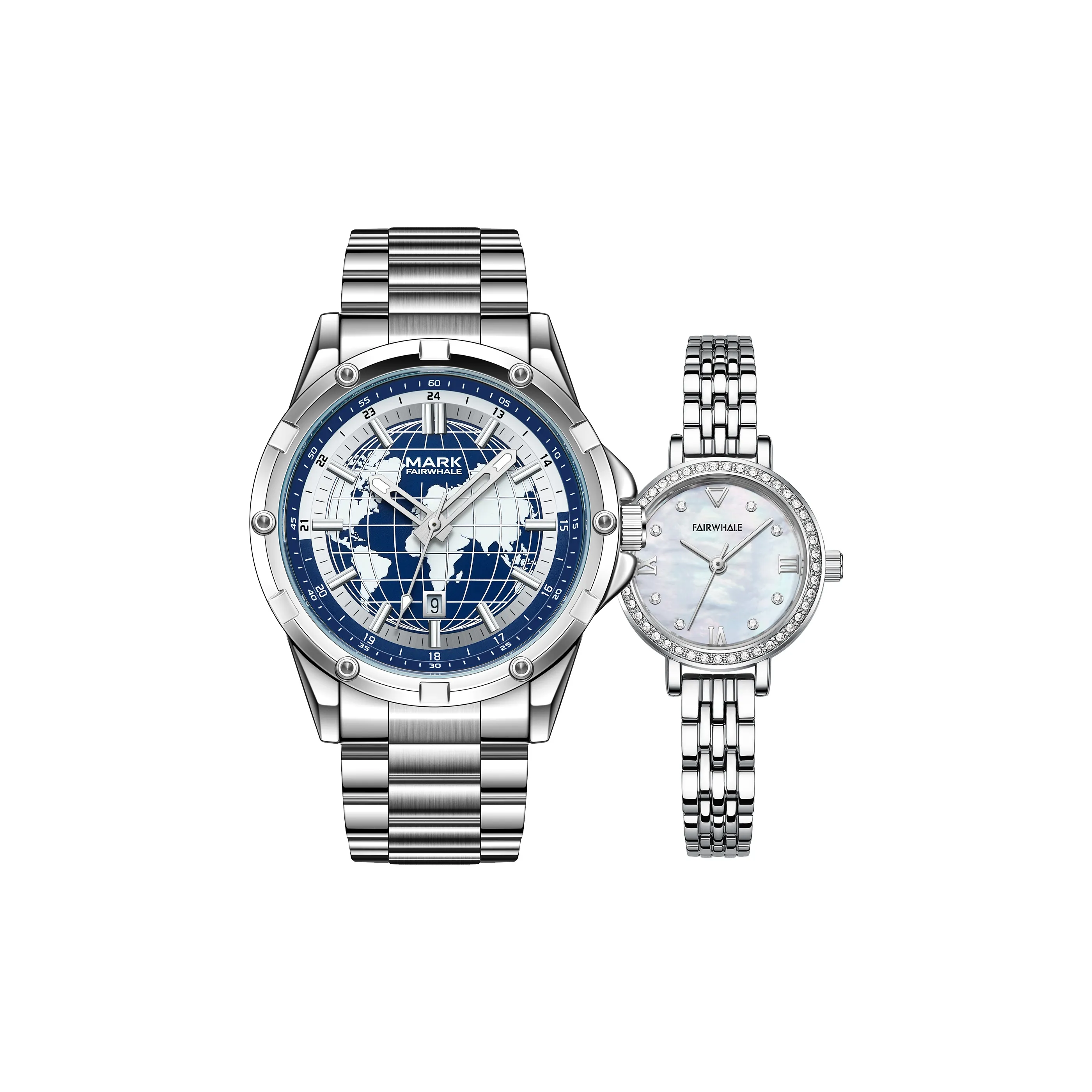 FAIRWHALE Кварцевый механизм ремешок из нержавеющей стали унисекс синий циферблат