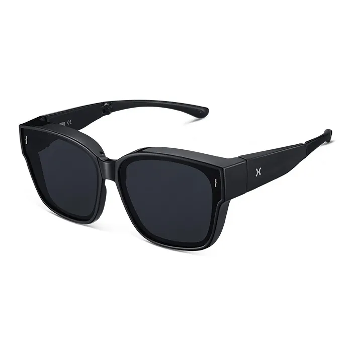 LOHO TR90 Square Travel Sunglasses For Driving, Sun Protection, UV Protection Unisex Black
