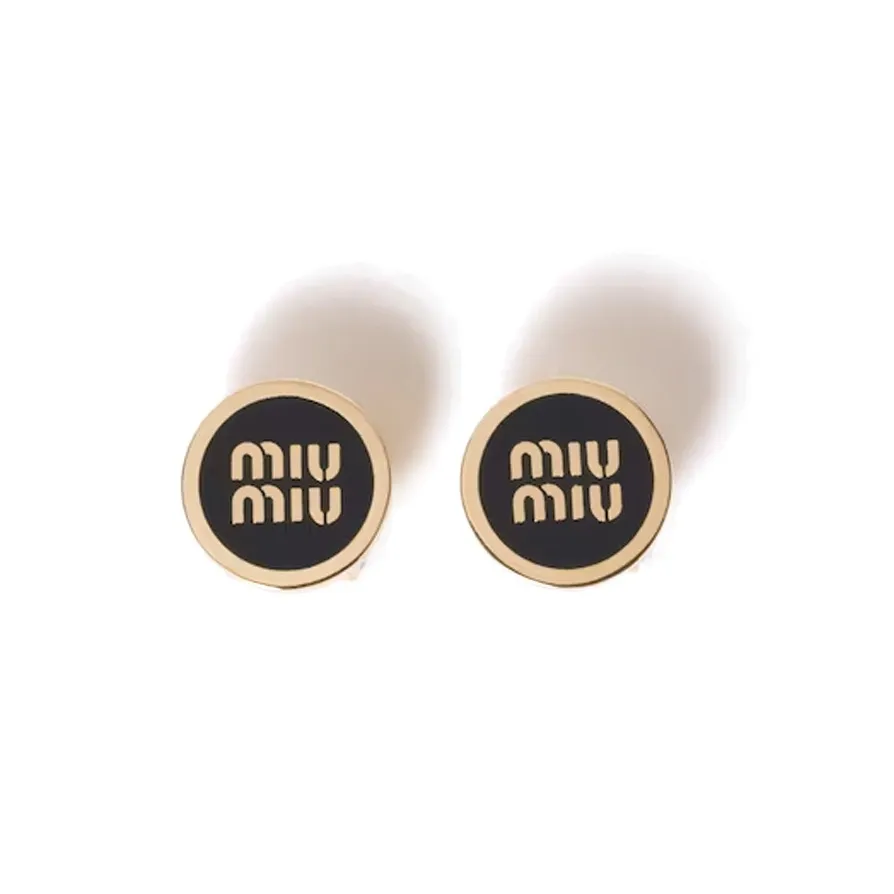 MIU MIU Enamel Earrings Unisex Black