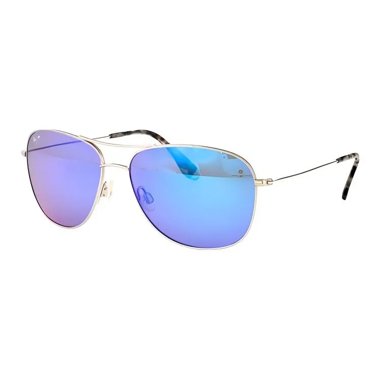 Maui Jim Metal Aviator Sunglasses Unisex Silver