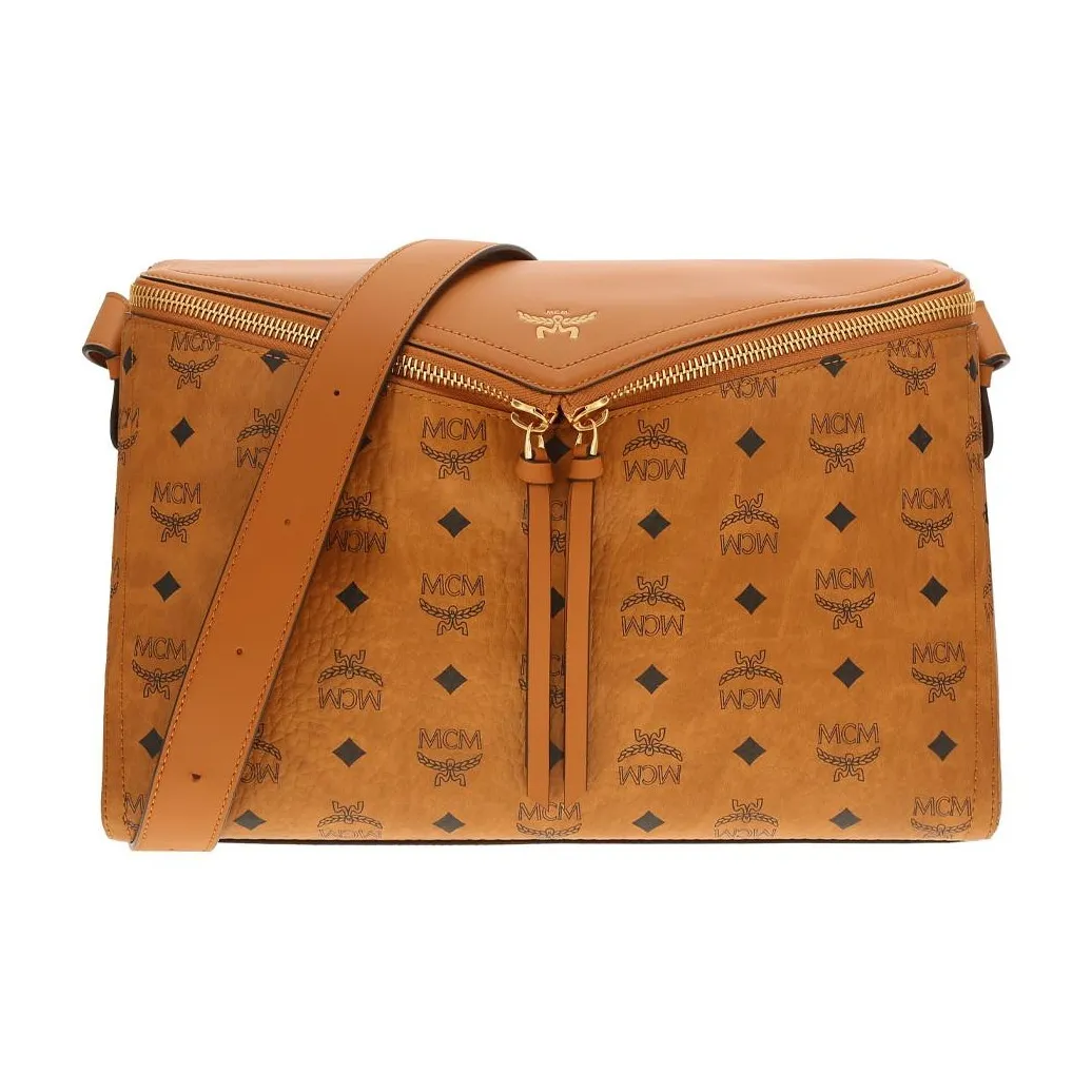 MCM Diamante 3D Spanish Calfskin Crossbody Bag, Shoulder Bag Medium Size Unisex Brown