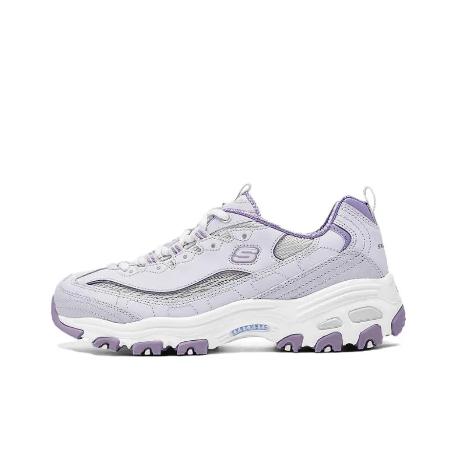 Skechers D'LITES 1,0 Высота Увеличивающие Низкие Кроссовки с Толстой Подошвой Женские Светло-фиолетовые