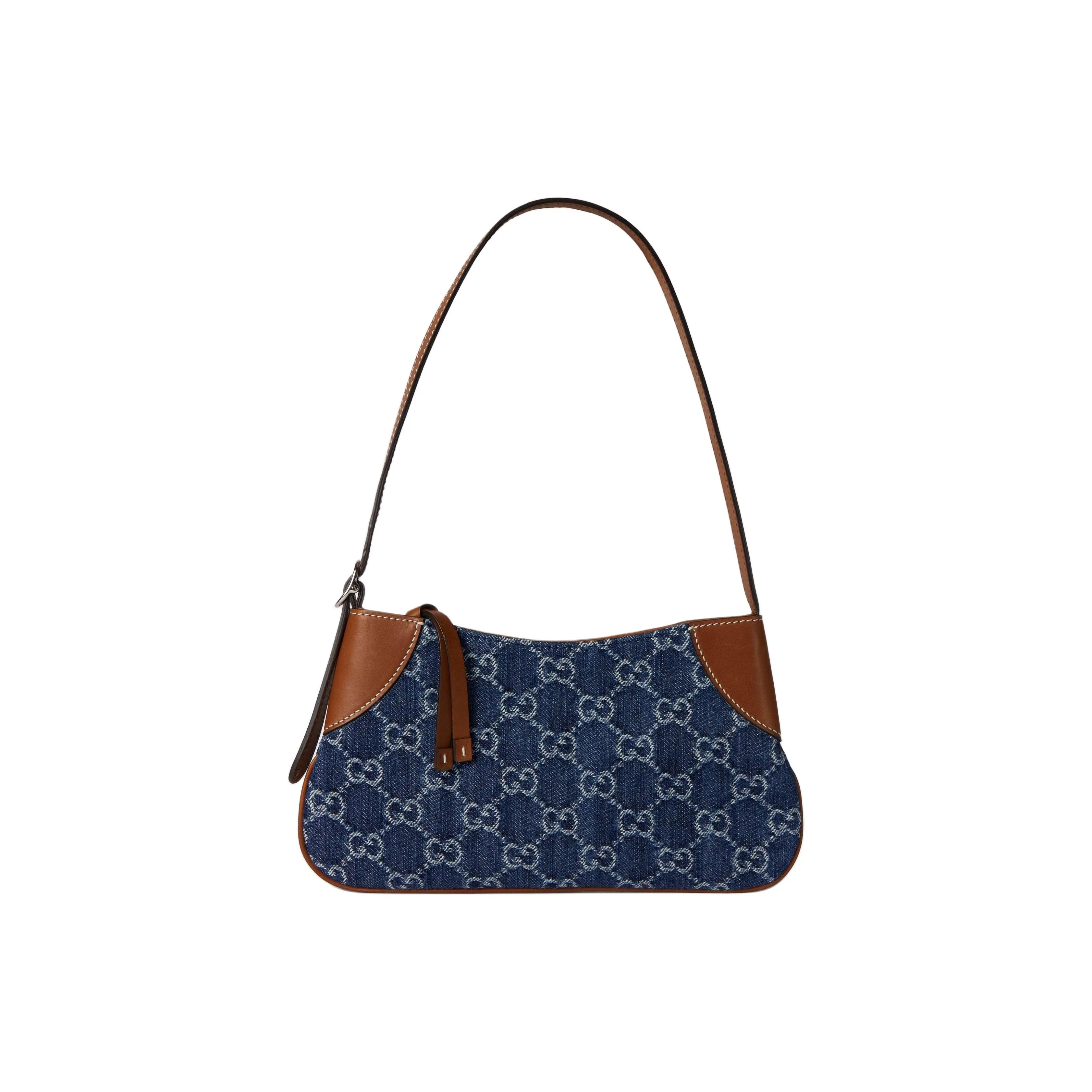GUCCI GG Emblem Denim Shoulder Bag Extra Mini Women's Blue