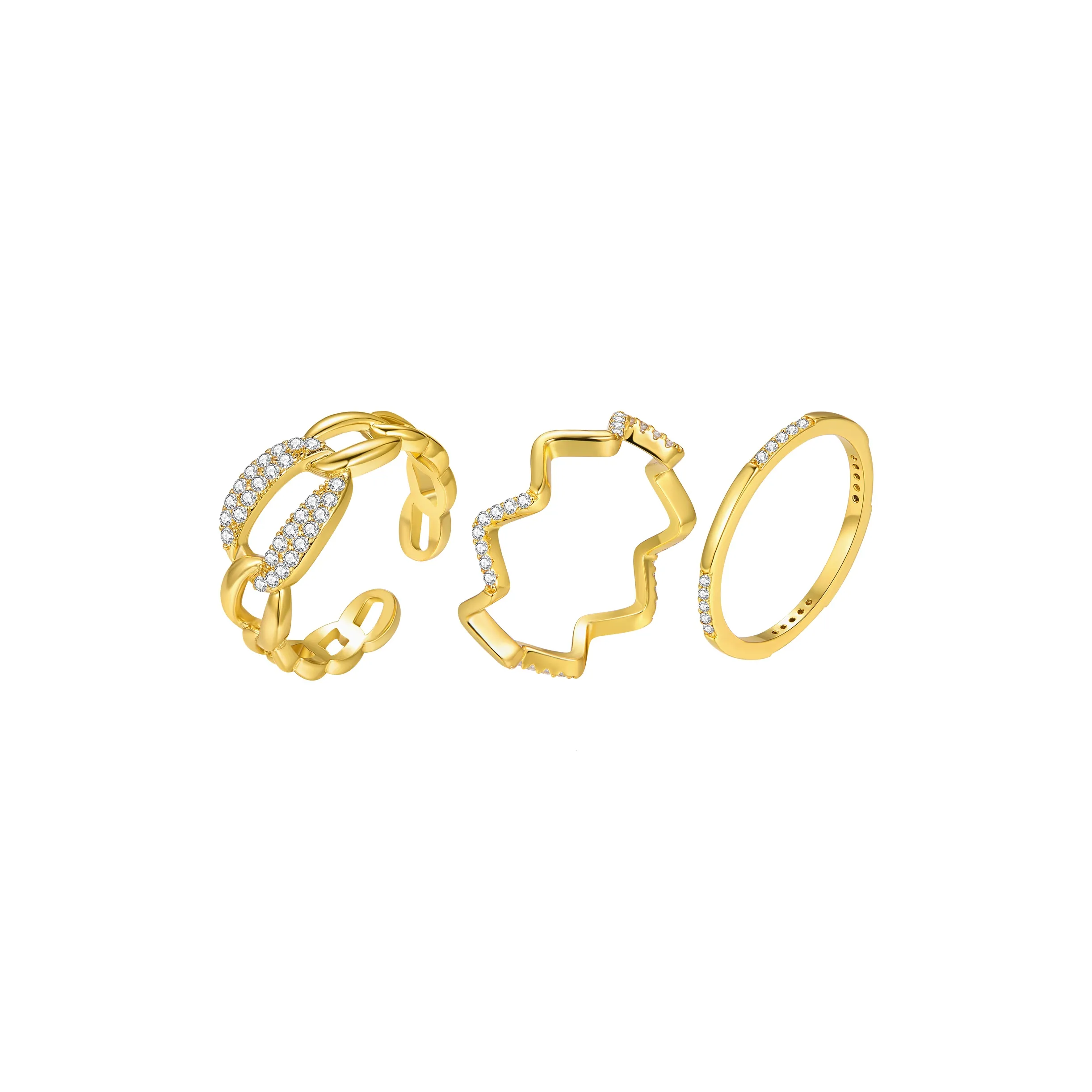 ZEGL Copper Plated In 14K Gold Rings Women's